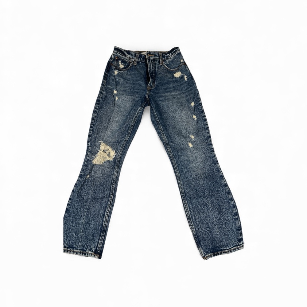 High Rise Distressed Blue Jeans